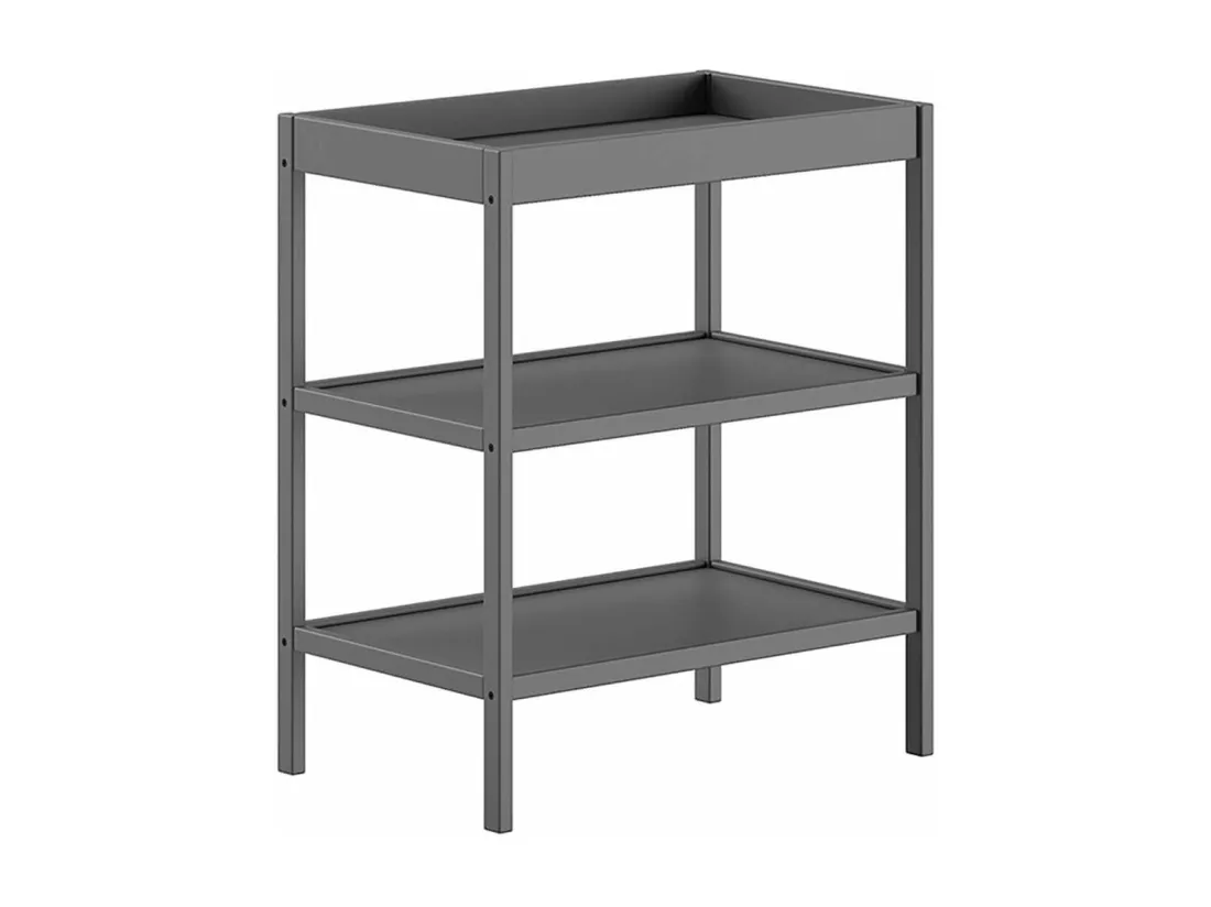 ELIOTT - Table à Langer avec Tablettes en Hêtre Massif Laqué Anthracite
