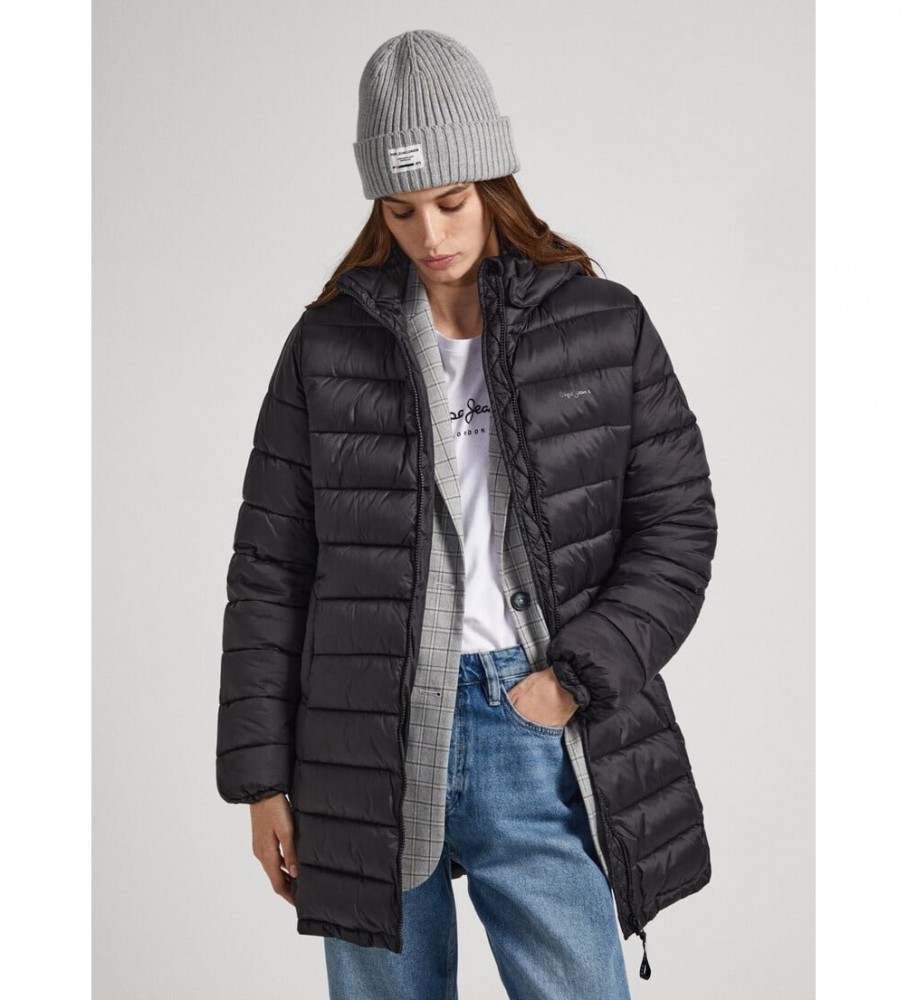 Casaco longo preto Maddie da Pepe Jeans