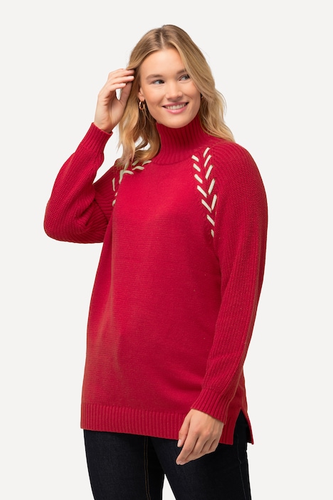 Pullover, Schmuckbänder, Stehkragen, Langarm