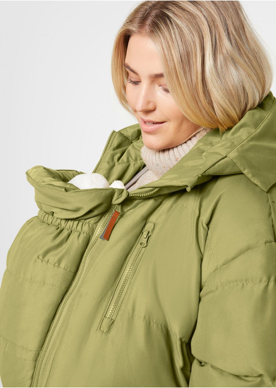 Veste d'hiver de grossesse avec capuche en polyester recyclé avec fonction portage