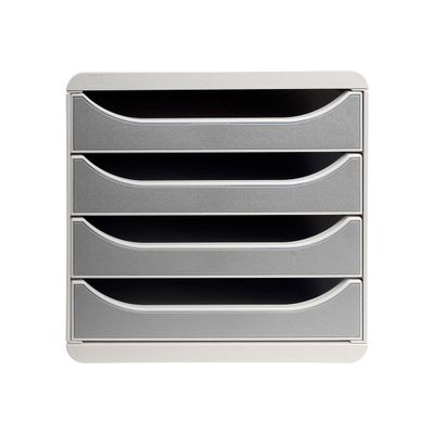 Exacompta BigBox - Module de classement 4 tiroirs - gris/gris