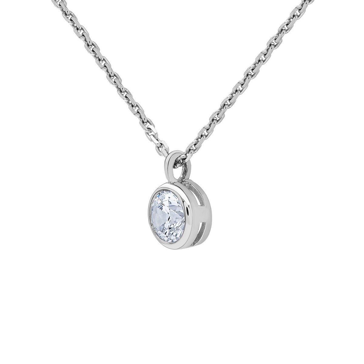 Collier Brillaxis or blanc 18 carats solitaire oxyde