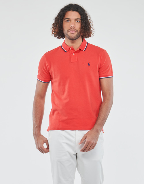 Polo Ralph Lauren - POLO COUPE DROITE EN COTON BASIC MESH FANTAISIE COL Rojo
