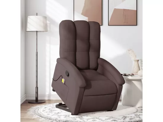 Fauteuil inclinable de massage Marron foncé Tissu