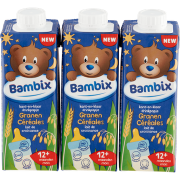 Bambix Kant-en-Klaar Drinkpapje Granen 12+ Maanden 3 x 250 ml