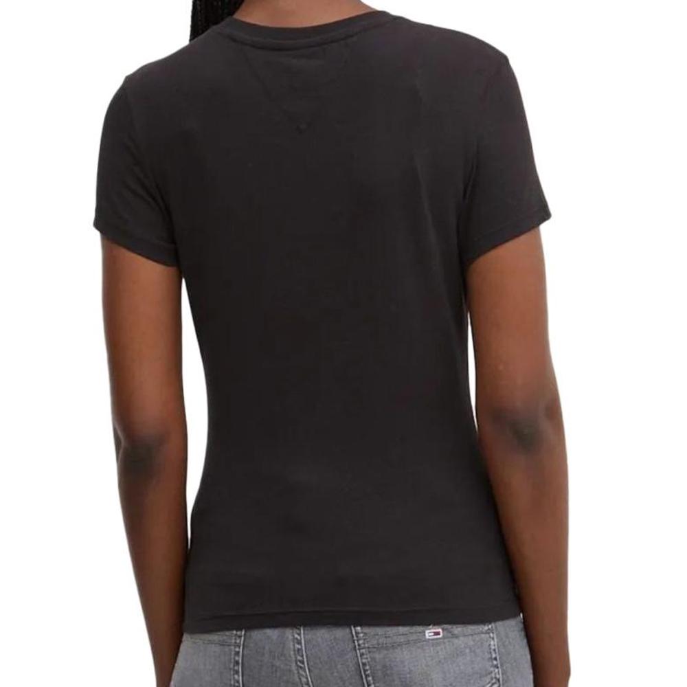Tommy Hilfiger T-shirt Noir Femme Tommy Hilfiger Slim Linear