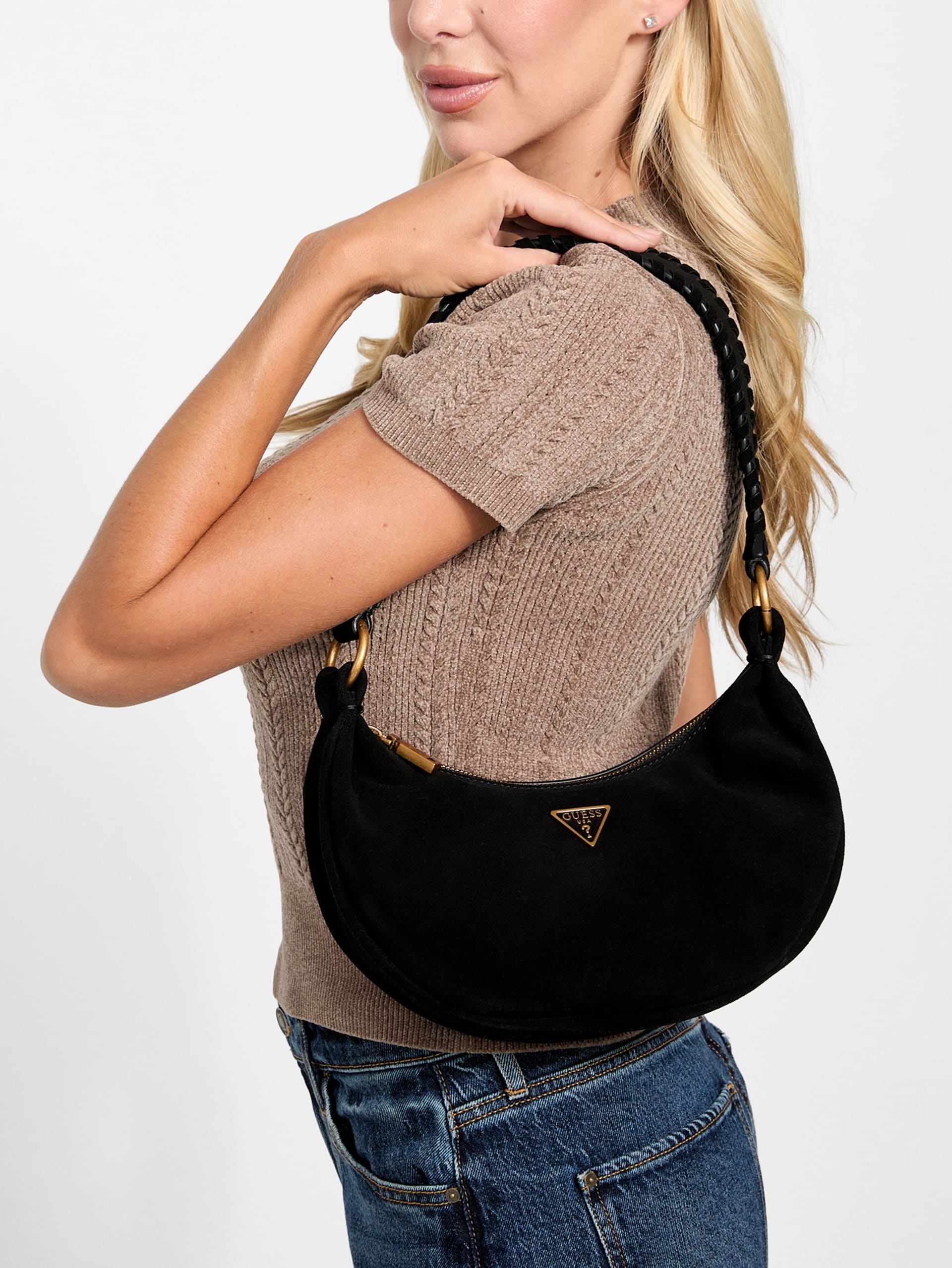 Bolsa Hobo Amita em Camurça
