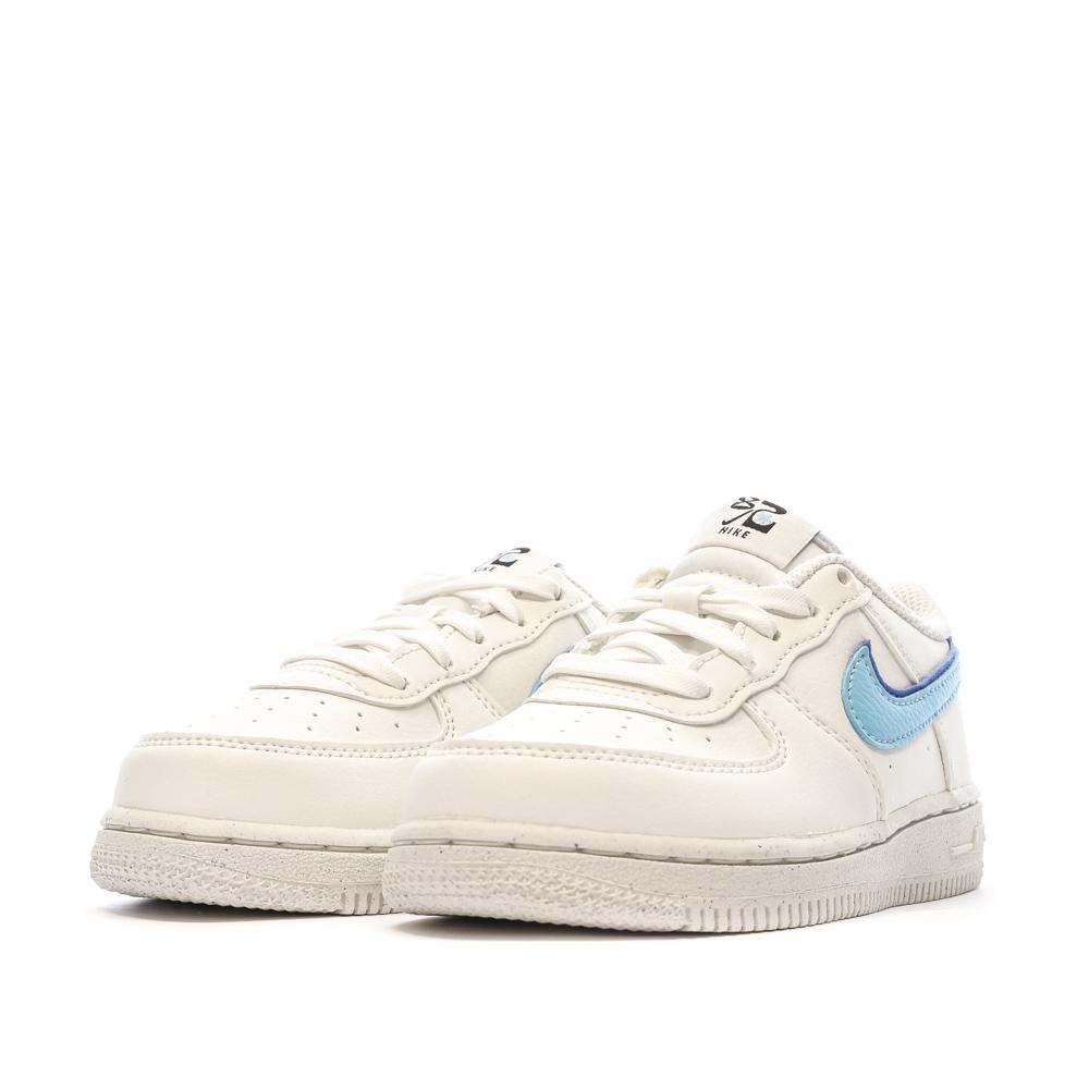 Nike Baskets Blanche/Bleu Garçon Nike Force 1