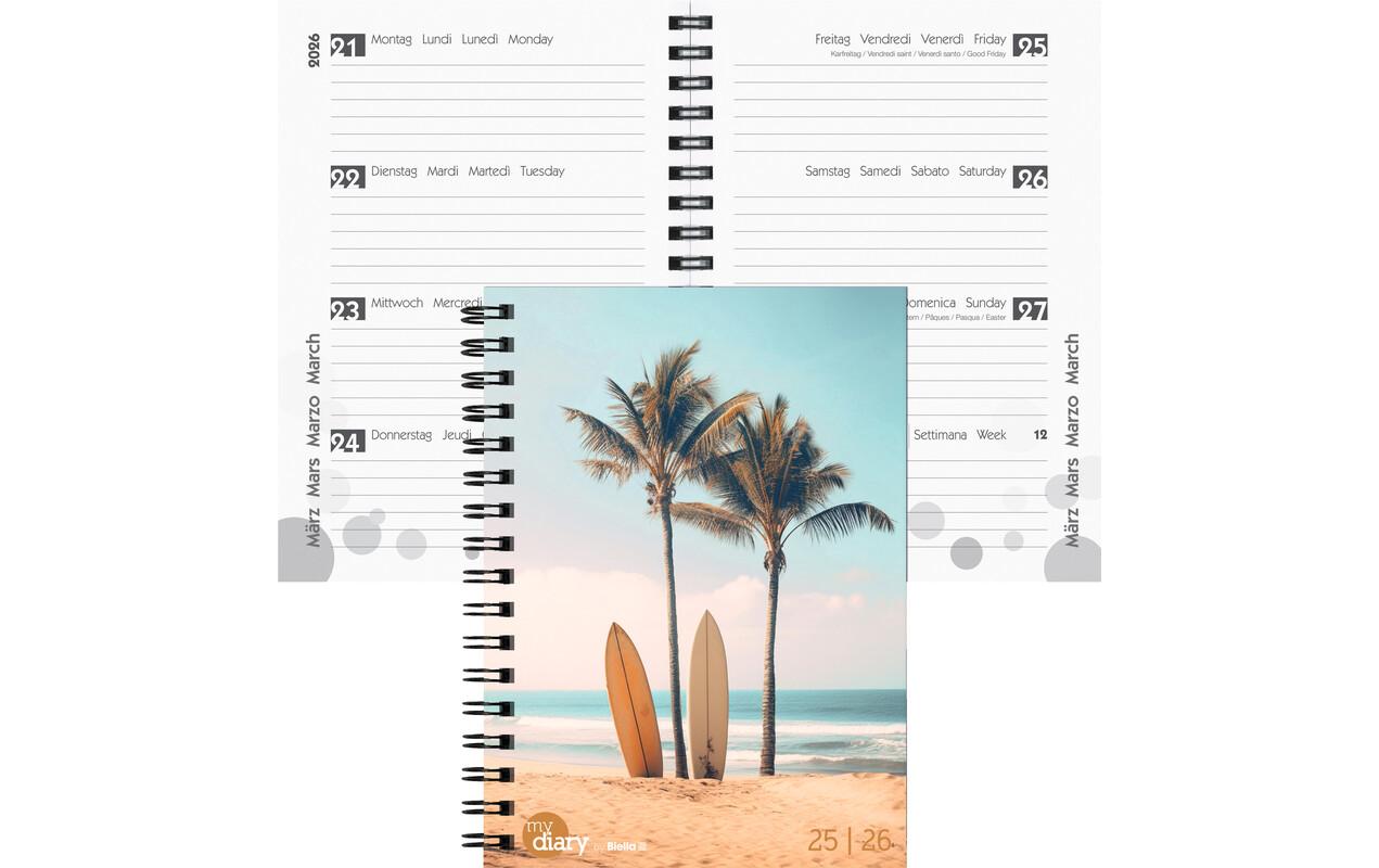 Schüleragenda Mydiary Beach 25/26 FSC, 3½T/1S, 12 x 16.5 cmModerner Terminplaner für Jugendliche