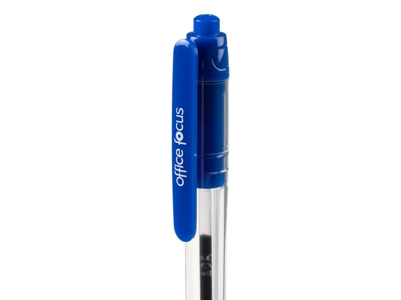 office focus Kugelschreiber Office Focus 1 mm Mine, Blau, 1 Druckkugelschreiber mit Clip und weichem Griff