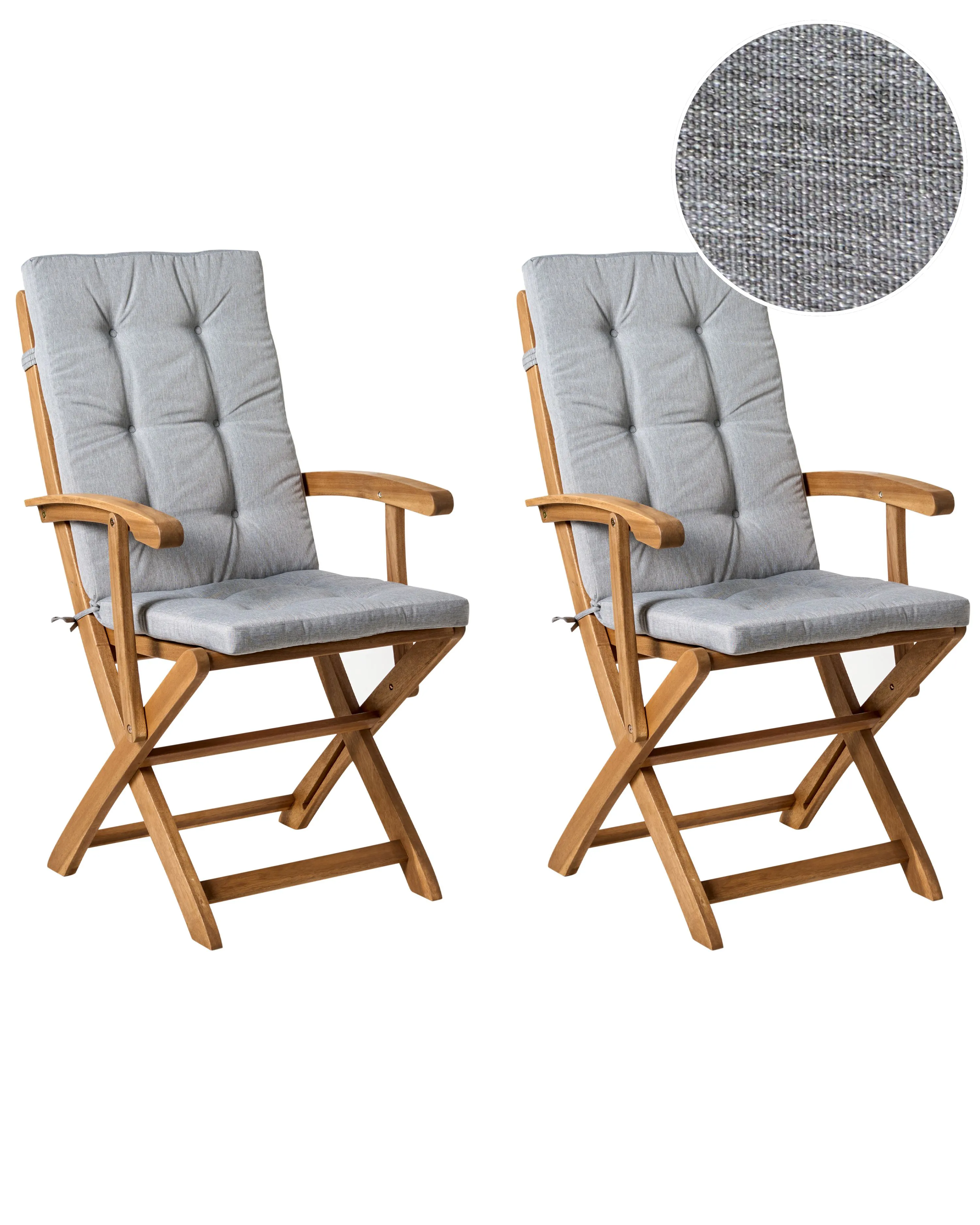 Set van 2 stoelen met zitkussen MAUI PREMIUM Acaciahout Grijs melange