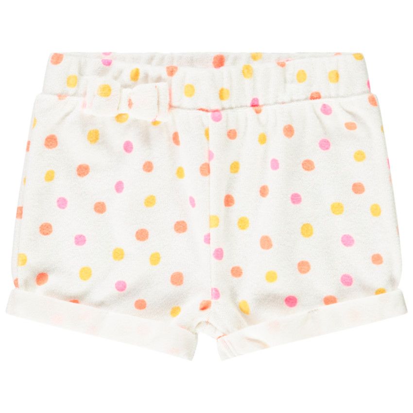 Short en éponge imprimé pois pour bébé fille - Blanc