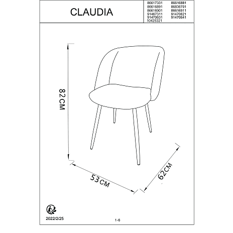 Claudia spisebordsstol - velour