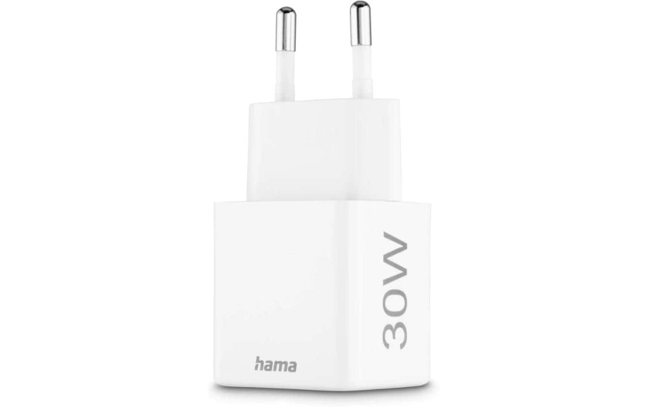 USB-Wandladegerät Gan charger USB-A USB-C 30 W WeissSchnellladegerät mit 1x USB-C und 1x USB-A