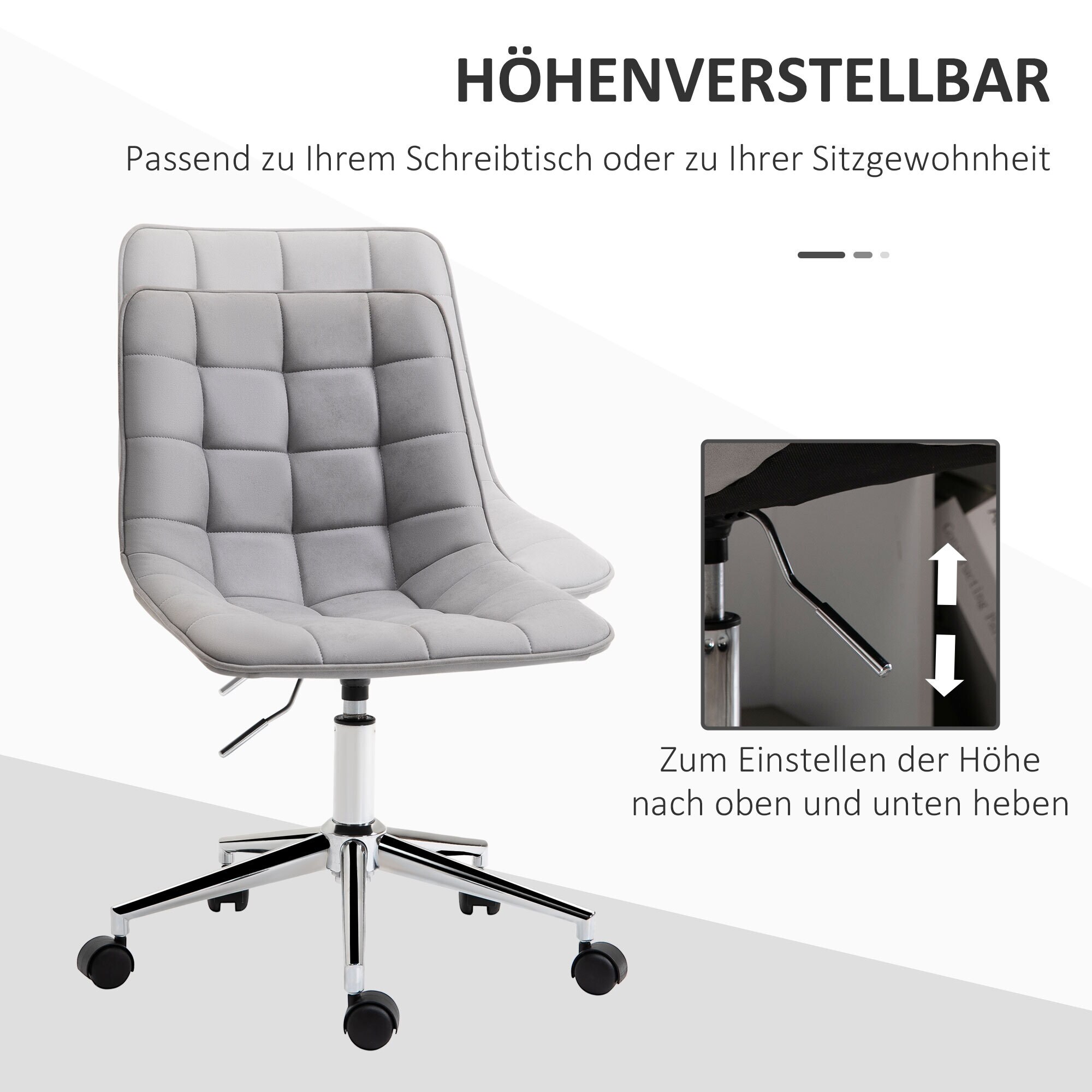 HOMCOM Bürostuhl ergonomisch grau 60 x 60 x 80-90 cm (BxTxH)