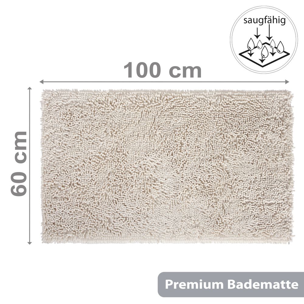 PANA® Kuscheliger Chenille Badvorleger • Badematte • Badteppich • Duschvorleger • 60x100 cm • Rutschfester Badeteppich • Ökotex zertifiziert