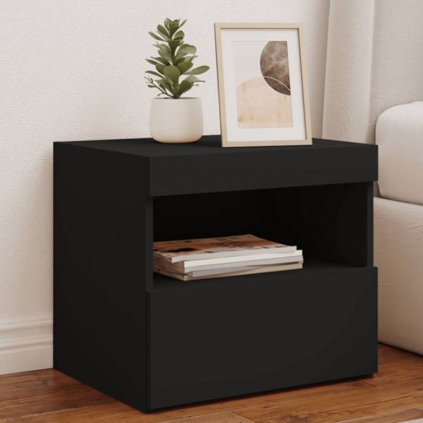 Mesa de Cabeceira com Luzes LED 2 Peças 50x40x45 cm Preto - 1762990877