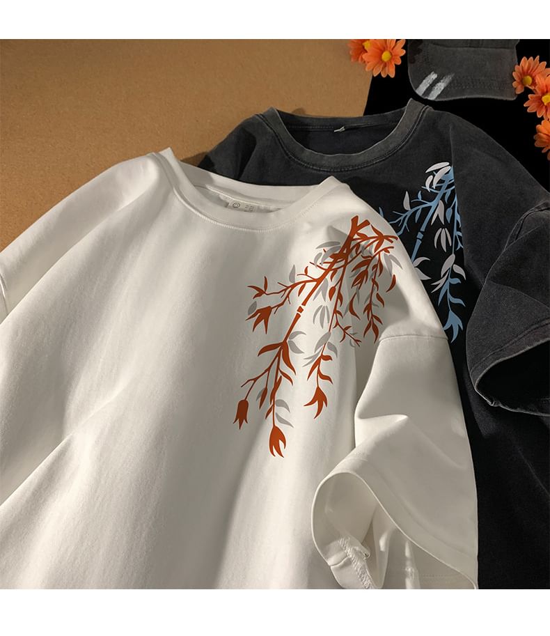Wolfkane - T-shirt met korte mouwen en ronde hals en bamboeprint