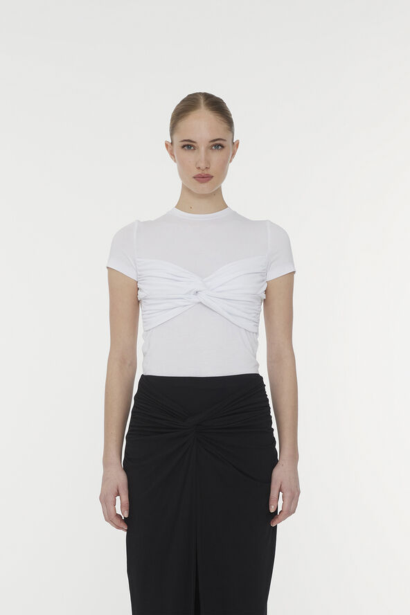 ROTATE Birger Christensen Fitted Twisted T-Shirt Bright white