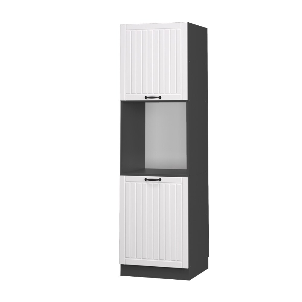Vicco Herdumbauschrank Küchenschrank Küchenmöbel Fame-Line Landhaus Anthrazit Weiß 60 cm Küche Einbauküche Blende Herdschrank Hochschrank Küchenzeile Drehtür Einlegeboden