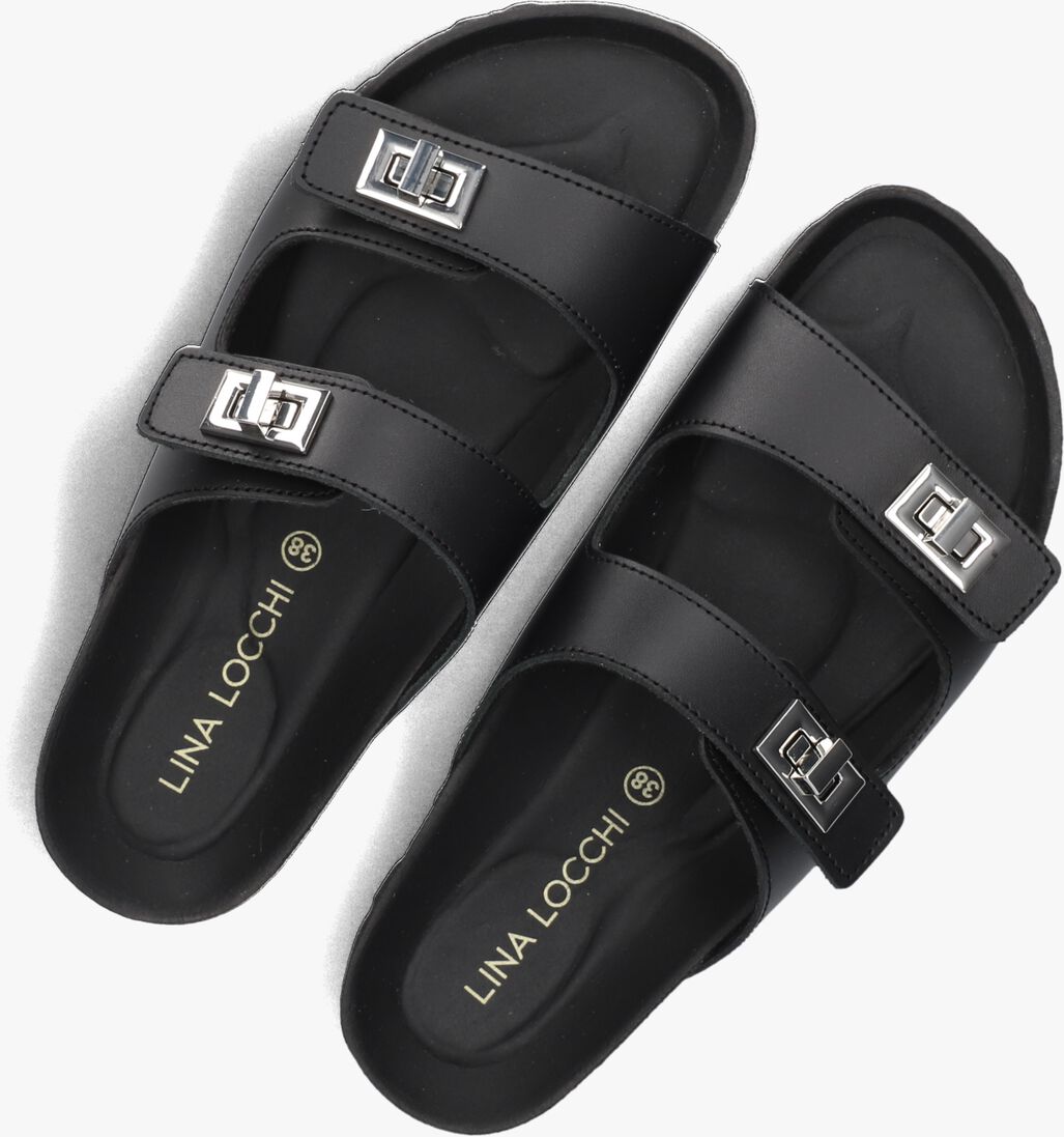 zwarte lina locchi slippers led 2 band slipper