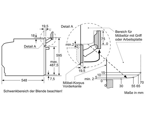 Bosch stoomoven zonder kookplaat HSG7364B1, bruikbaar volume 71 l