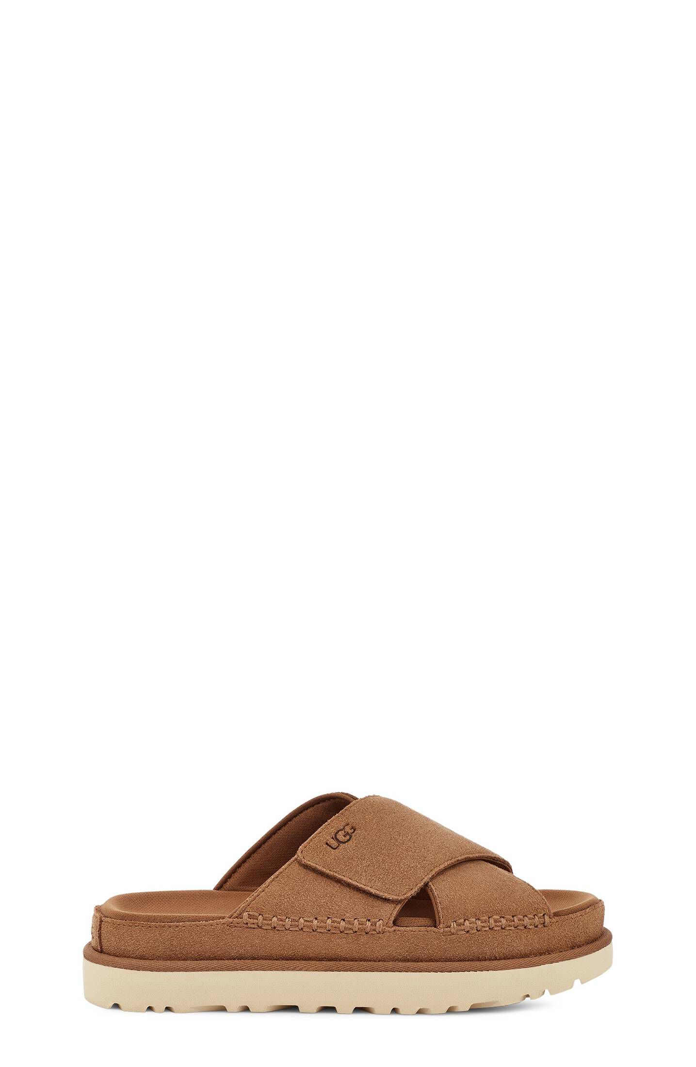 UGG| Damen Pantoletten GOLDENSTAR CROSS SLIDE mit Leder