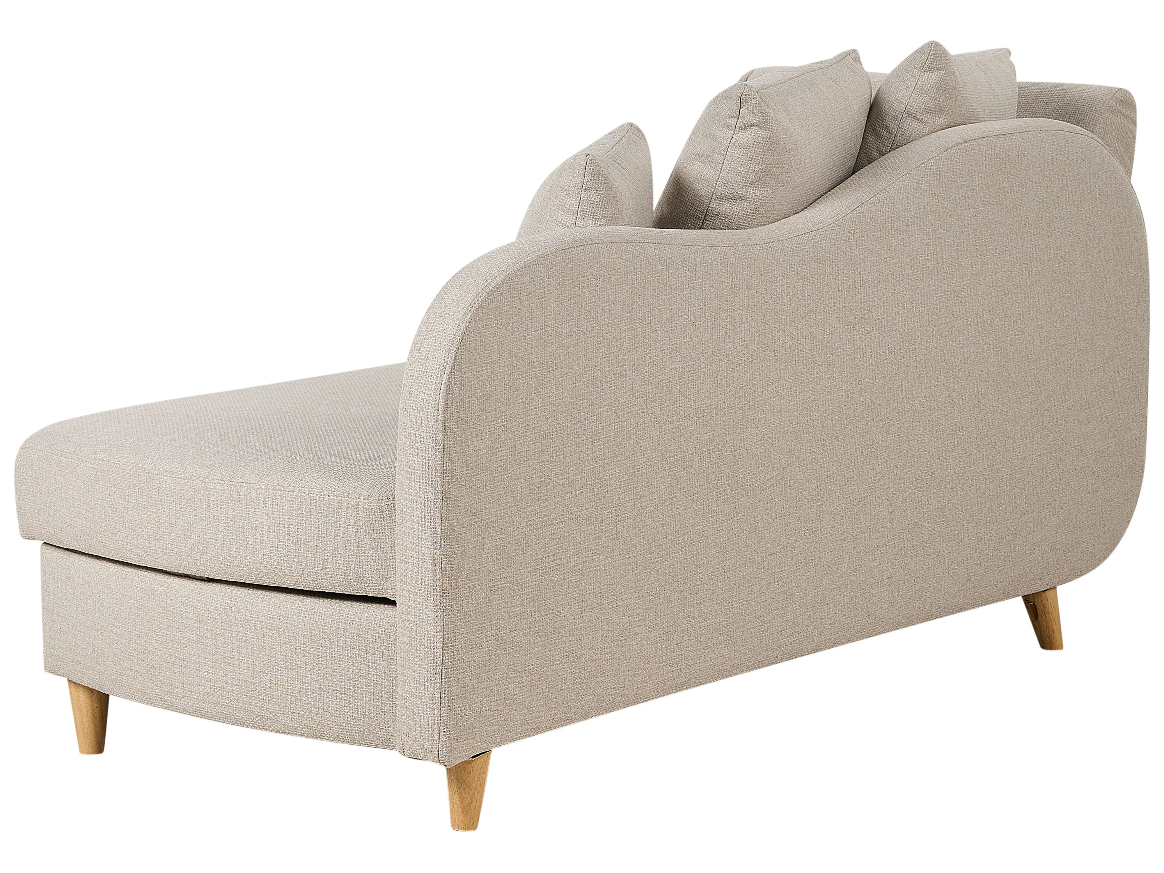 Linkszijdige chaise longue MERI Kunstlinnen Beige met opbergruimte
