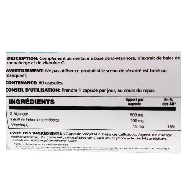 Solaray D - Manose e Cranberry, 60 cápsulas vegetais