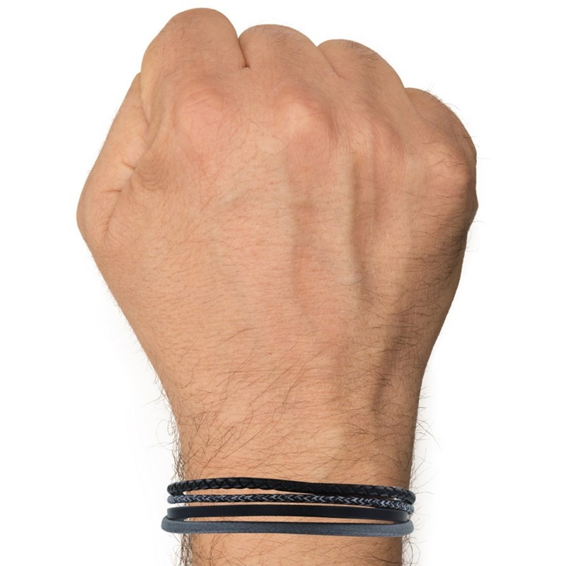 Bracelet Homme Cuir Quatre Liens - Classics - Noir