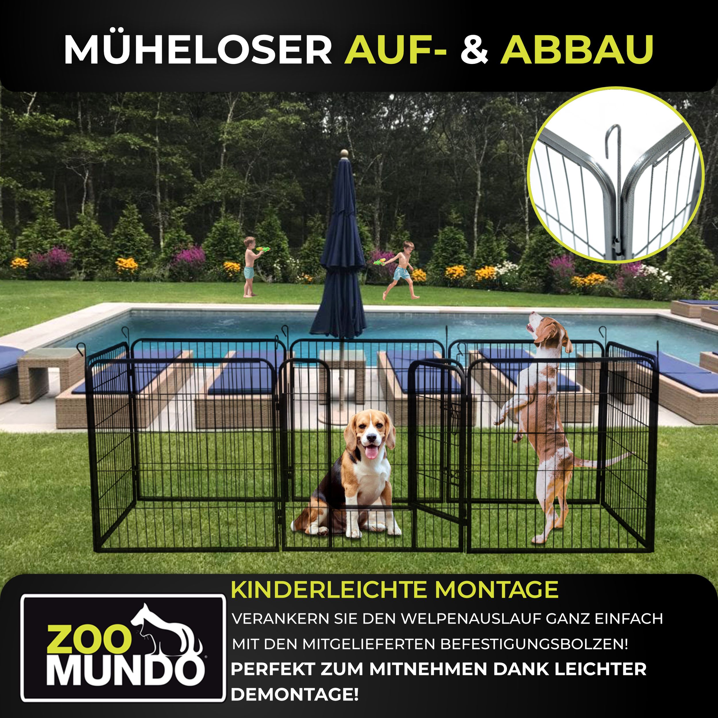zoomundo Welpenauslauf / Freilaufgehege 8-Eck - XL