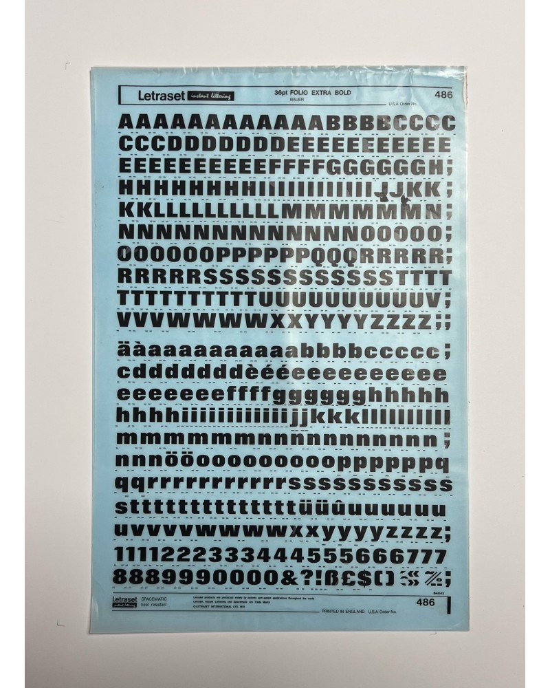 Letraset 486 - FOLIO EXTRA BOLD - 36pt