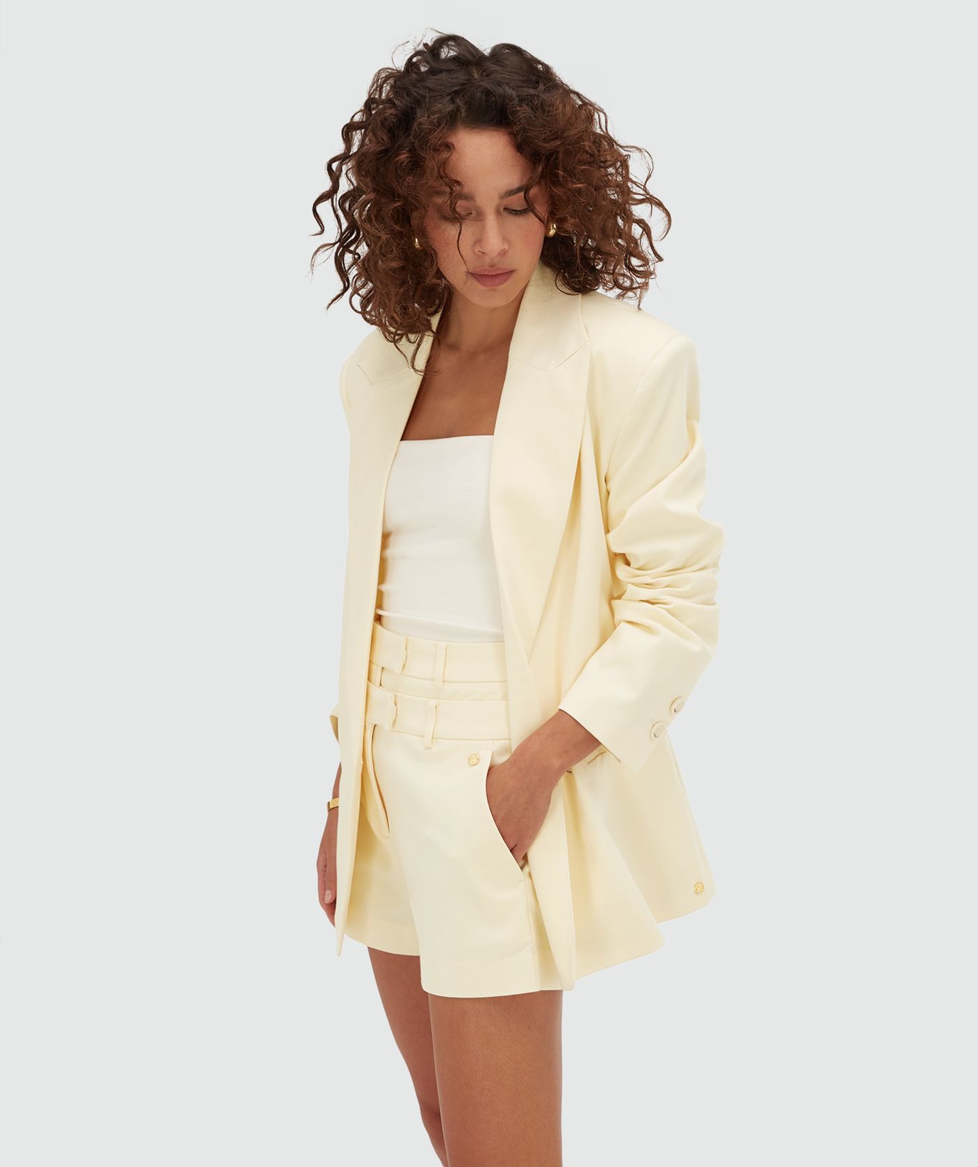 JV-BENSON oversized blazer - butter yellow
