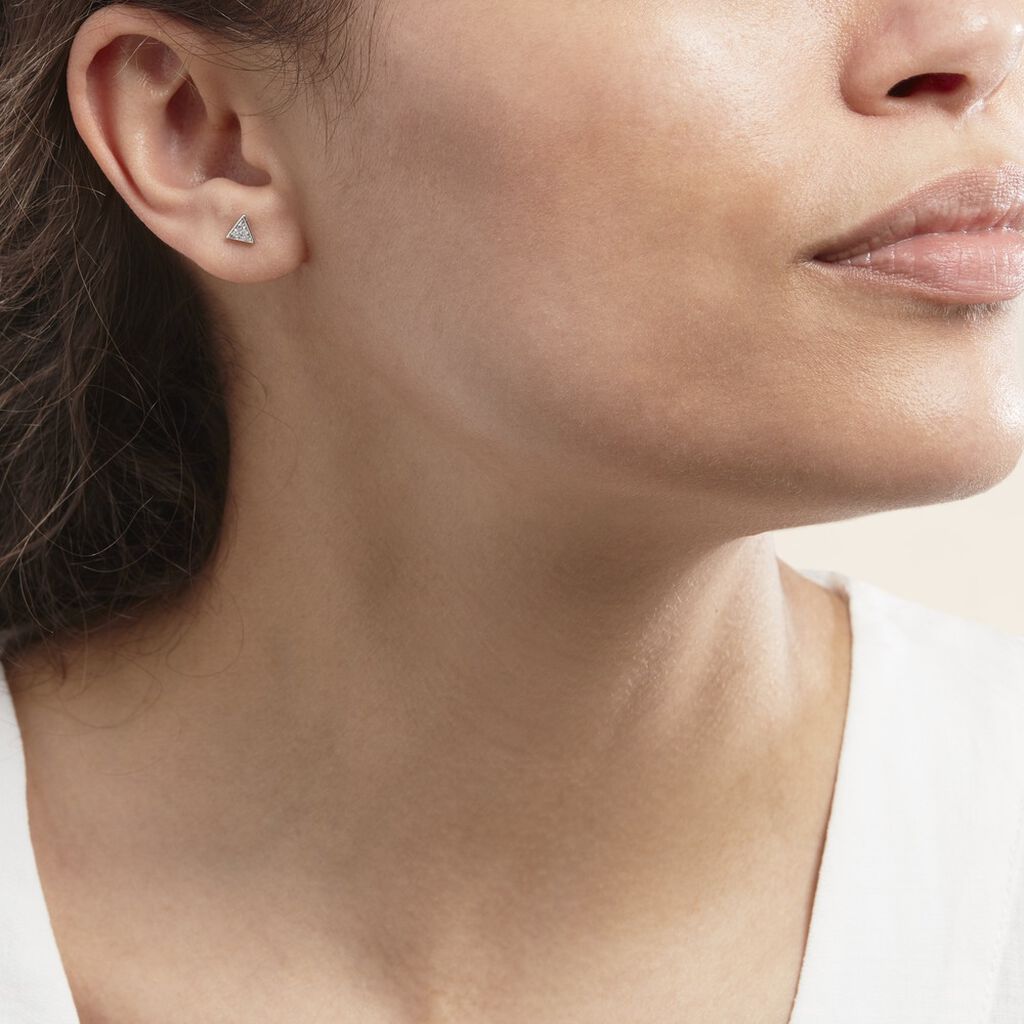 Boucles D'oreilles Puces Bartoumieu Argent Blanc Oxyde De Zirconium