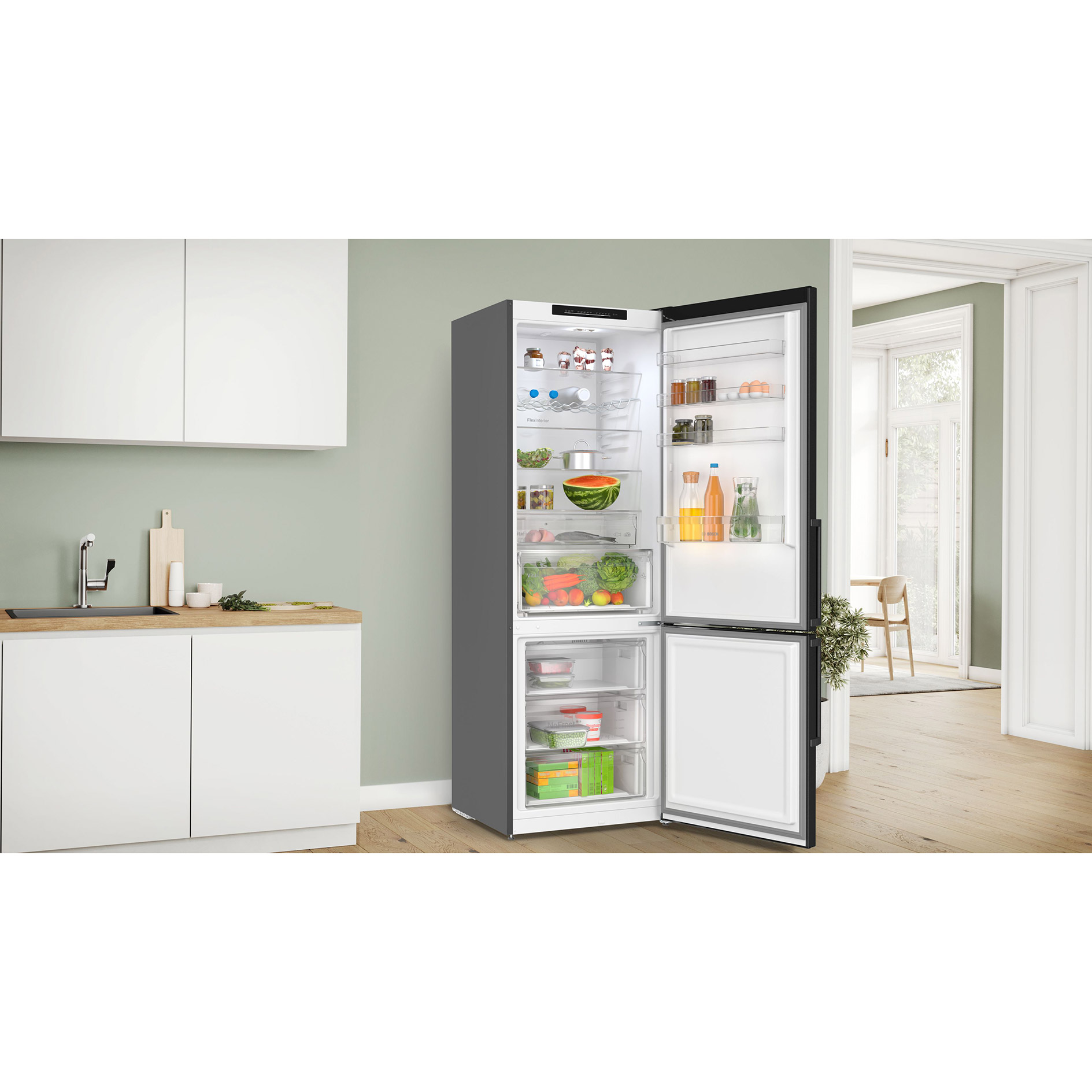 BOSCH Kühl-/Gefrierkombination KGN49VXCT - Edelstahl schwarz - C
