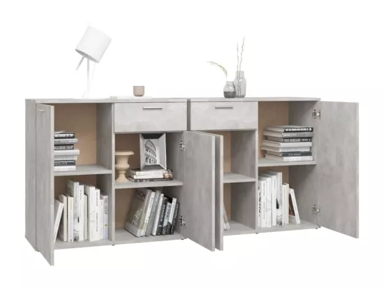 Buffet Gris béton 160x36x75 cm Aggloméré