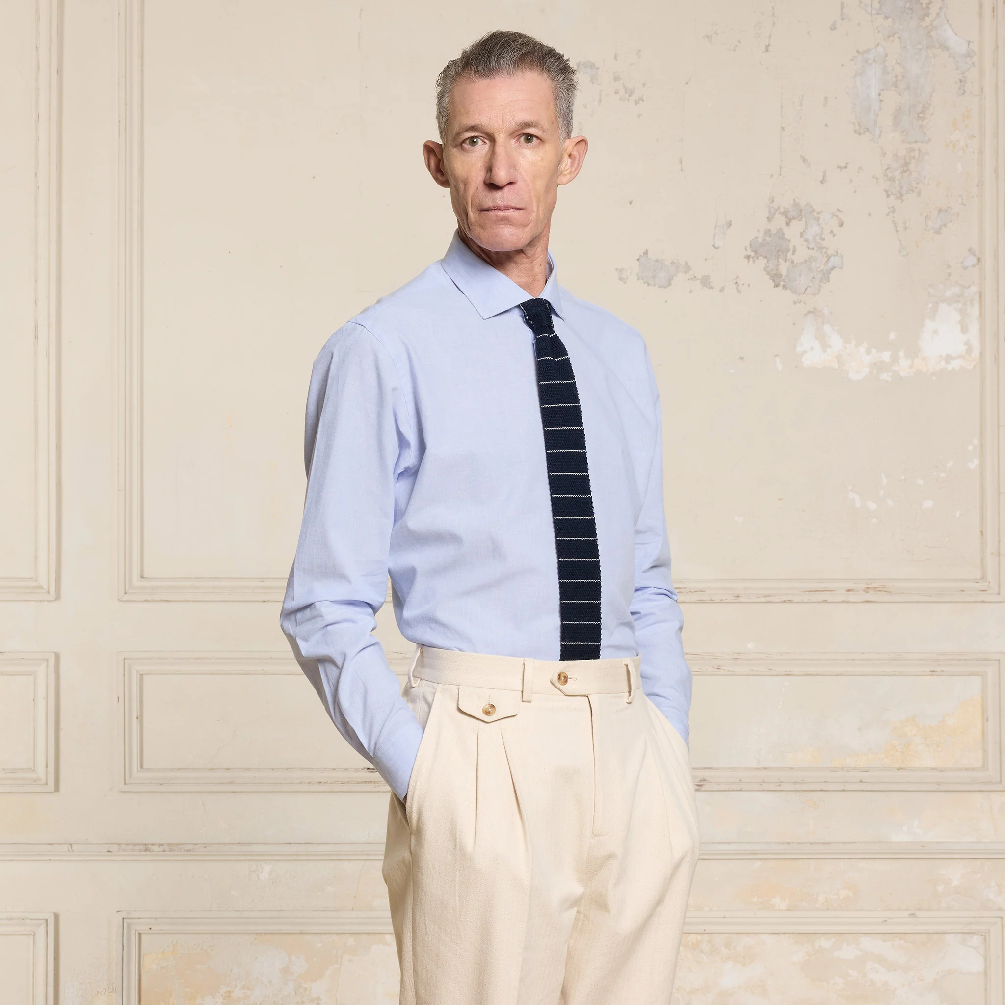 Sky blue cotton and linen shirt