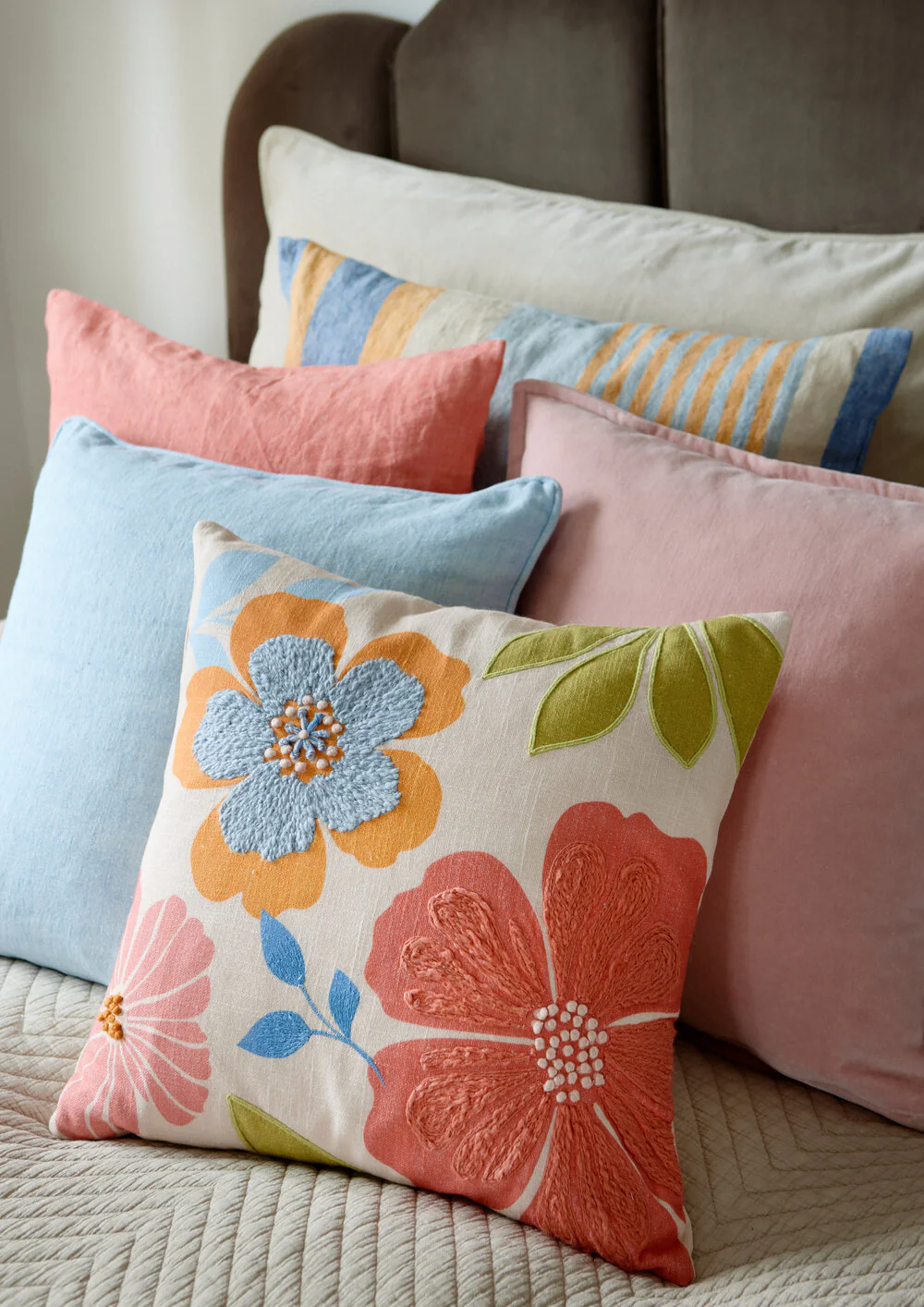 Cozy Living  Linen pyntepude, Sky Blue - 50 x 50 cm.