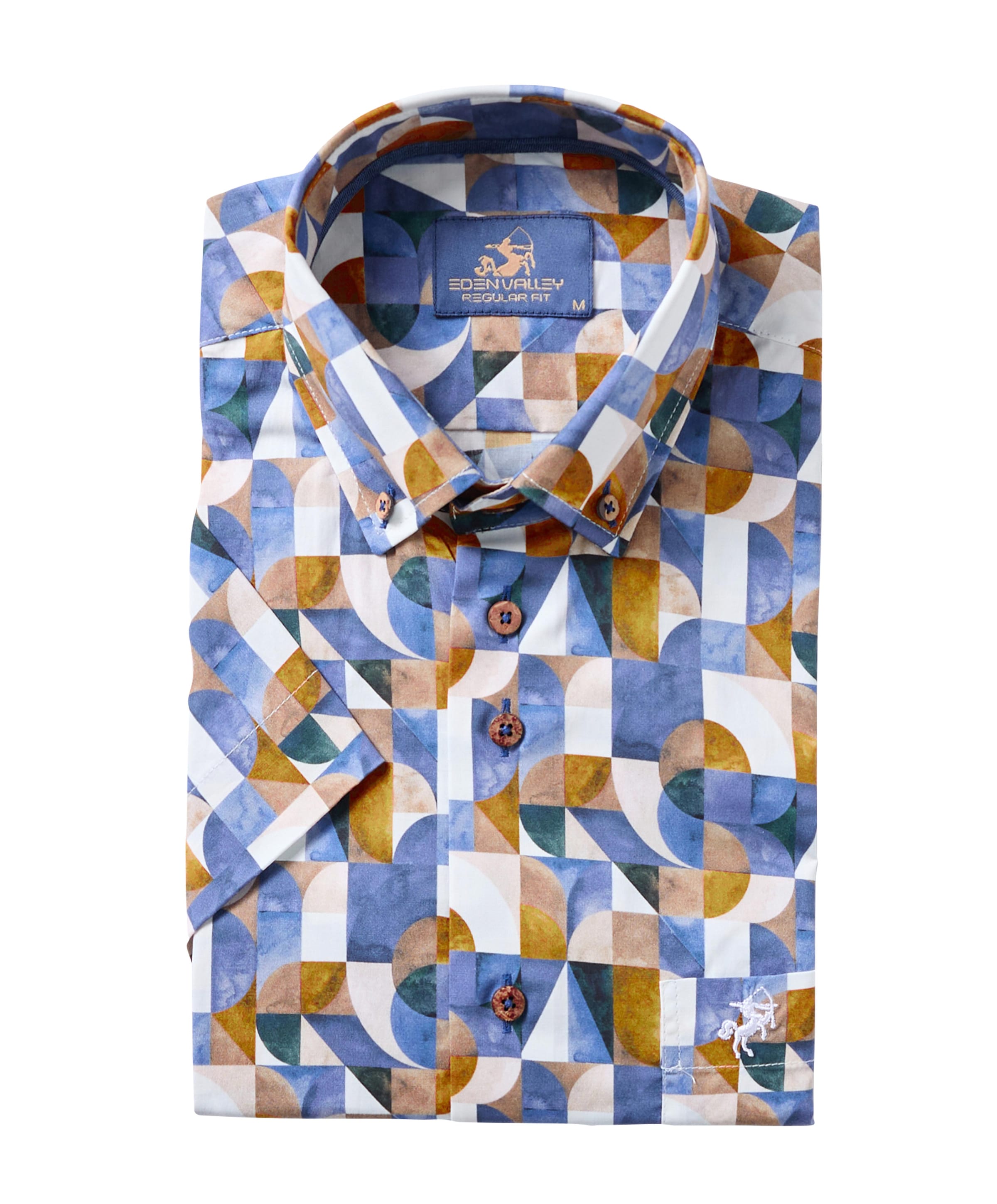 Eden Valley Heren overhemd korte mouw blauw
