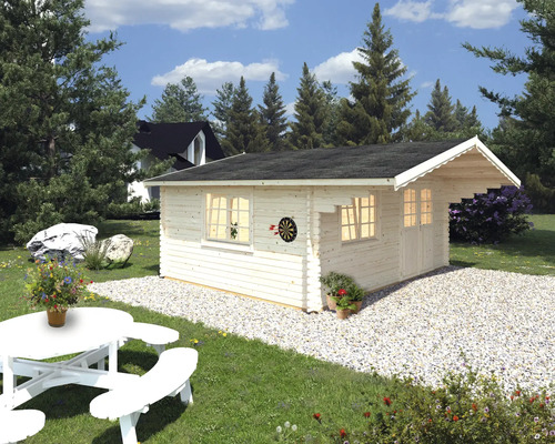 Tuinhuis Palmako Sally, 19,1 m², inclusief vloer en overkapping, 577 x 560 cm, natuurlijke afwerking