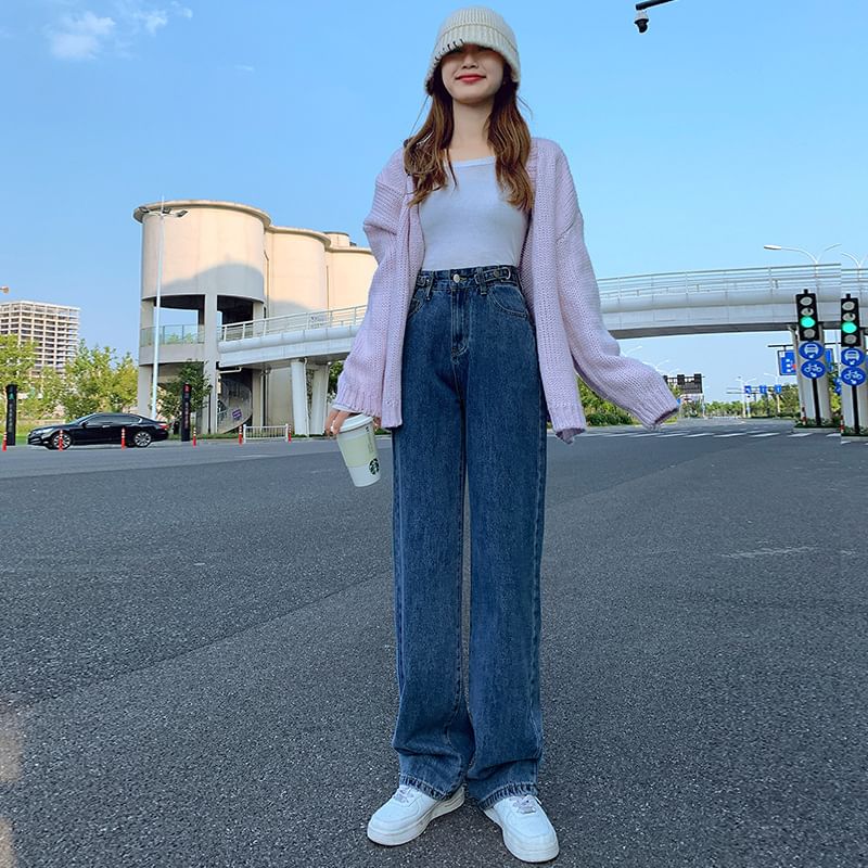 Denimot - Hoge taille gewassen losse jeans (verschillende ontwerpen)