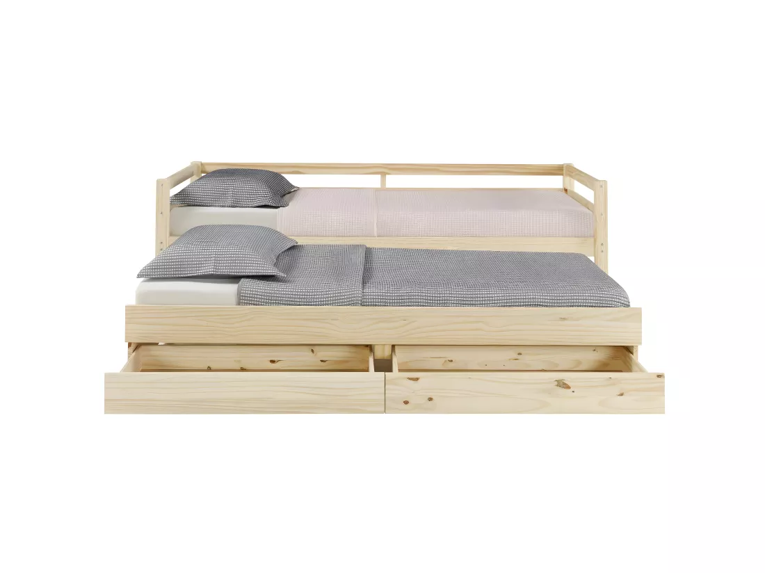 Lit banquette gigogne 90x200 cm bois massif bois ALMA