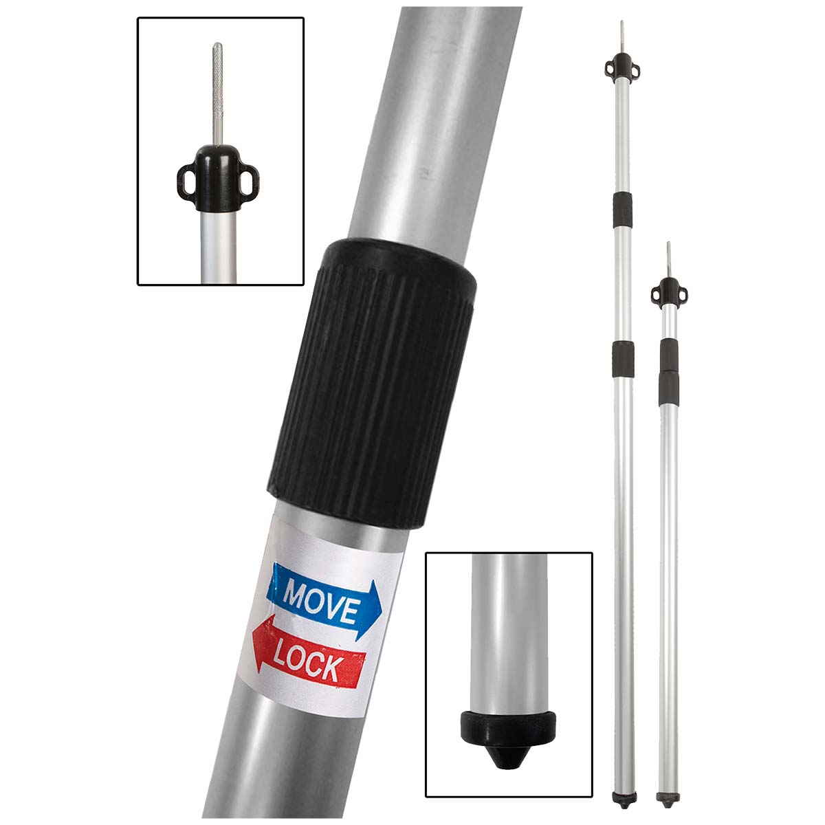Bo-Camp telescopische tarp-/tentstok - 102-260 cm
