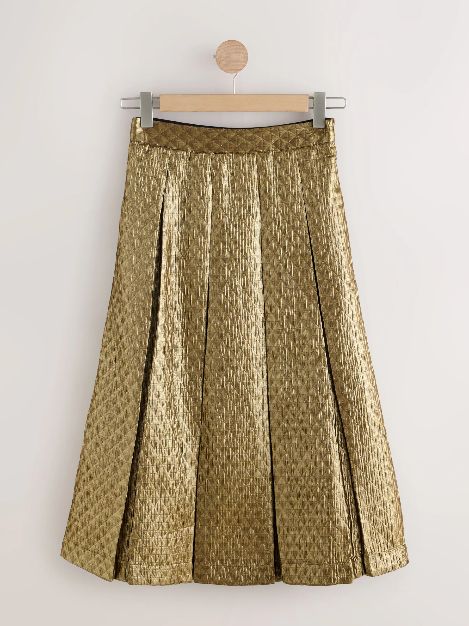 Goud metallic - Geplooide midi-rok
