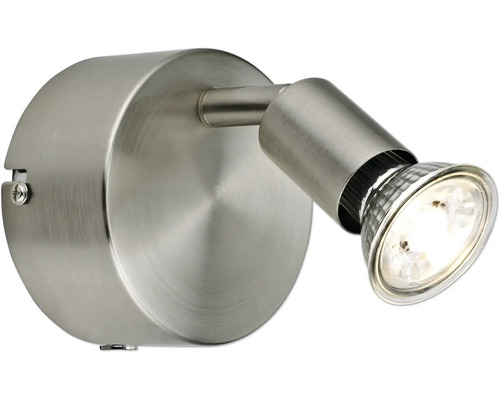 Wandspot 1-lamp H 13,5 cm satijn/nikkel