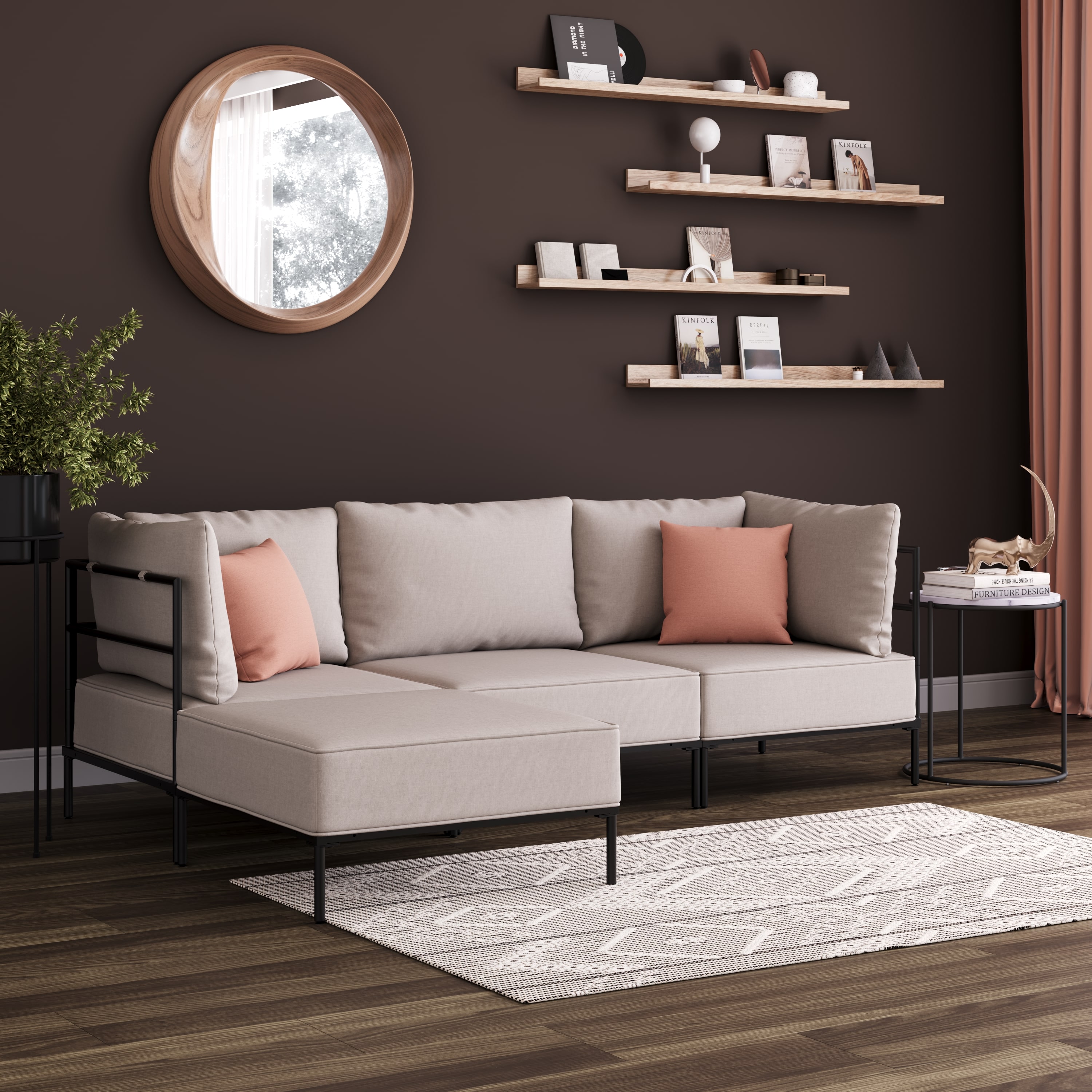 Ecksofa ETHAN 3-Sitzer greige
