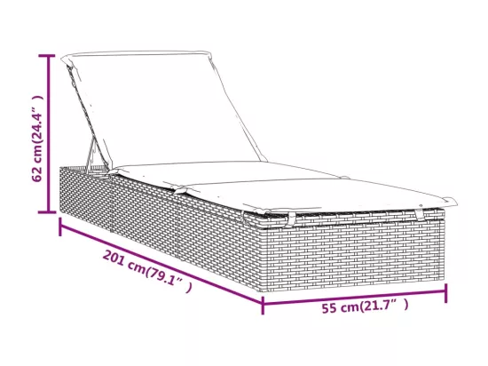 Transats 2 pcs avec table noir résine tressée