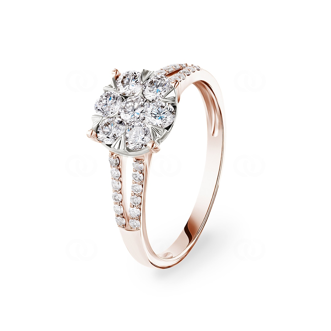 0.74 Karat Diamanten Verlobungsring 750/18 K Roségold
