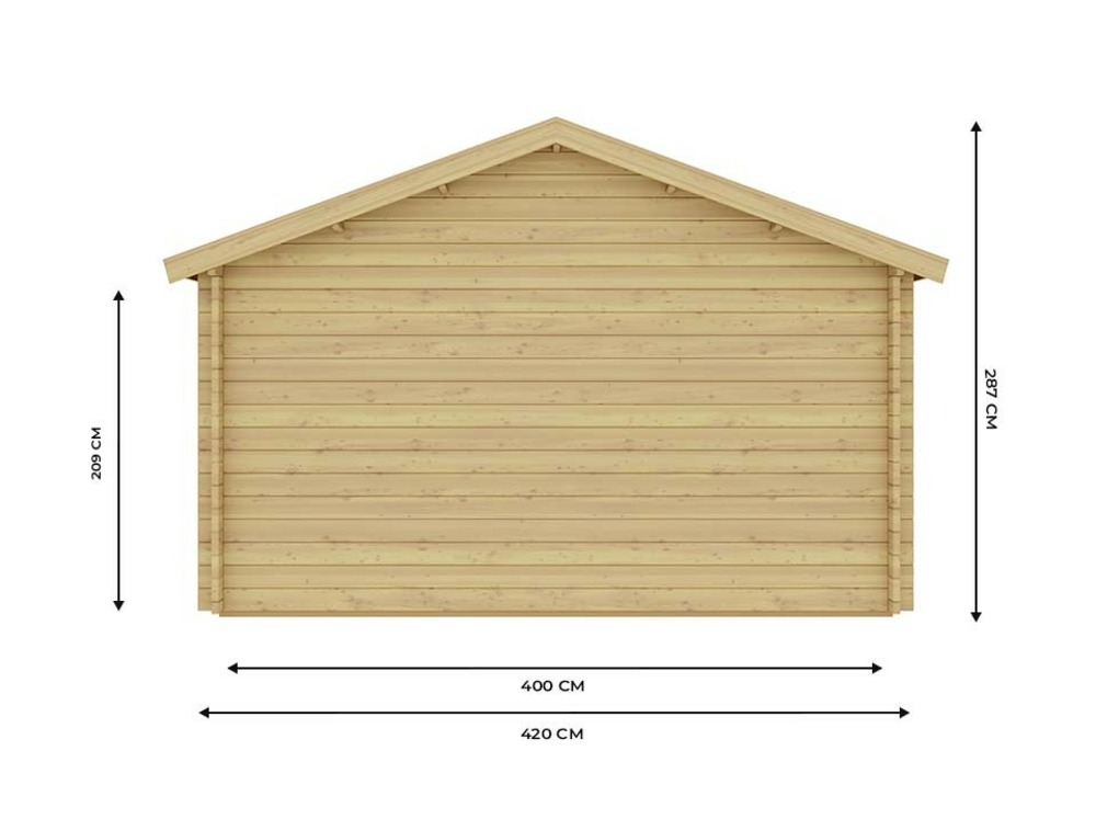 Garage bois toronto porte sectionnelle 19,2m² - 1 voiture - double vitrage - double pente - fenêtre oscillo-battante