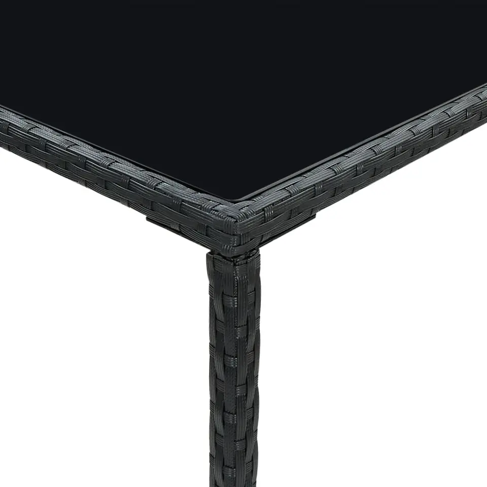 vidaXL - Tuinbartafel - Zwart - Poly rattan en glas - 70 x 70 x 110 cm